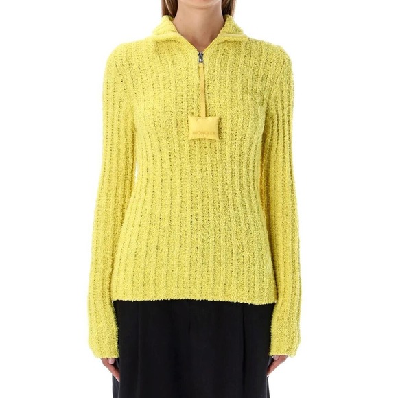 B30 NWT MONCLER 1 X JW ANDERSON Yellow Half-Zipped Knitted Sweater Size L $760 - Picture 1 of 12